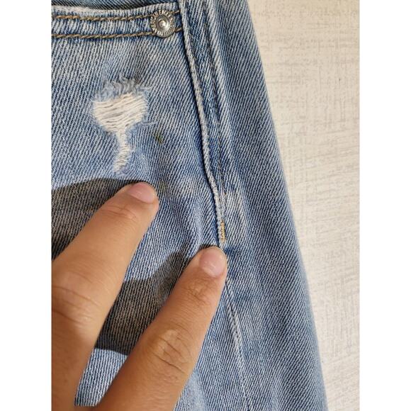 American Eagle Mom Jeans Womens 4 Light Blue Wash High Rise Stretch Distressed - Picture 3 of 10